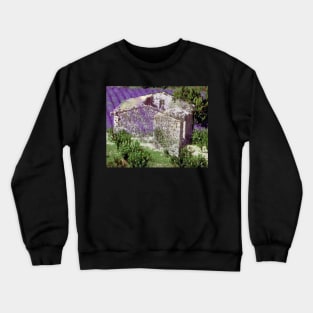 Barn with lavender in the Provence, France. Crewneck Sweatshirt